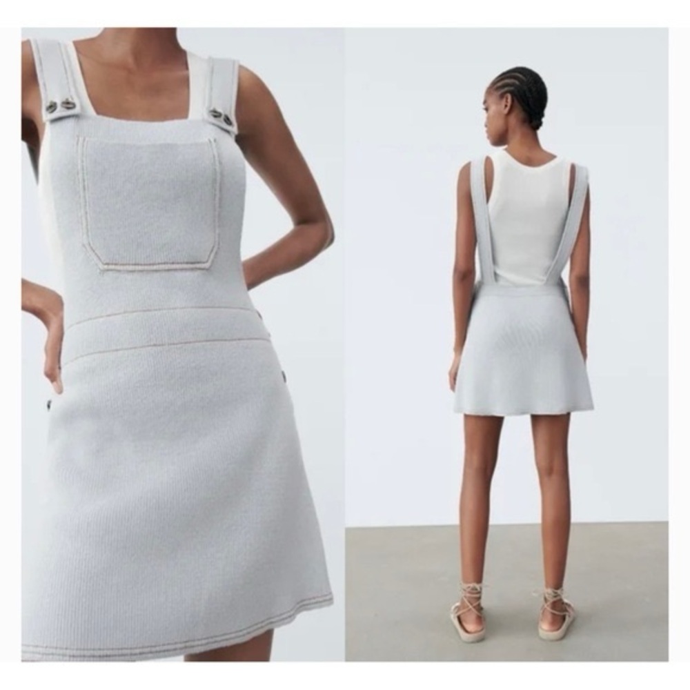 Zara Knit Overalls Mini Dress